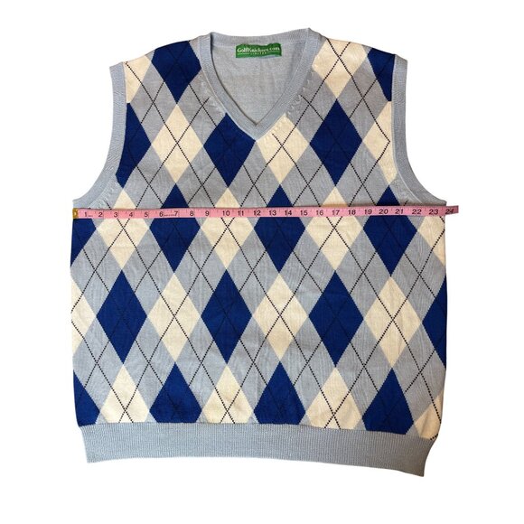 Golf Knickers Argyle Sweater Vest Men's Lt. Blue/Royal/White V-Neck XL Golf - Picture 8 of 15
